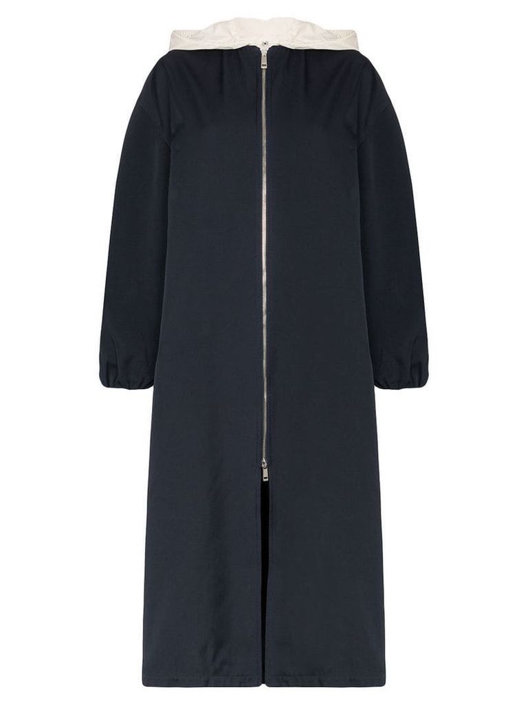 Jil Sander zip front hooded coat - Blue