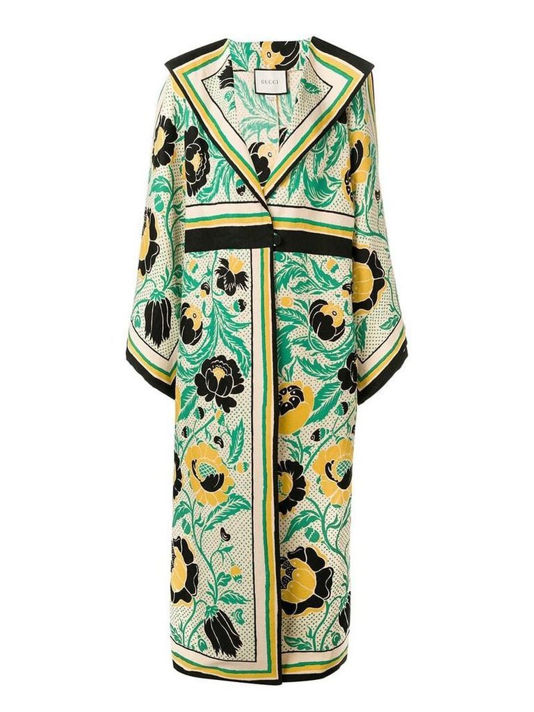 Gucci floral print oversized coat - Yellow