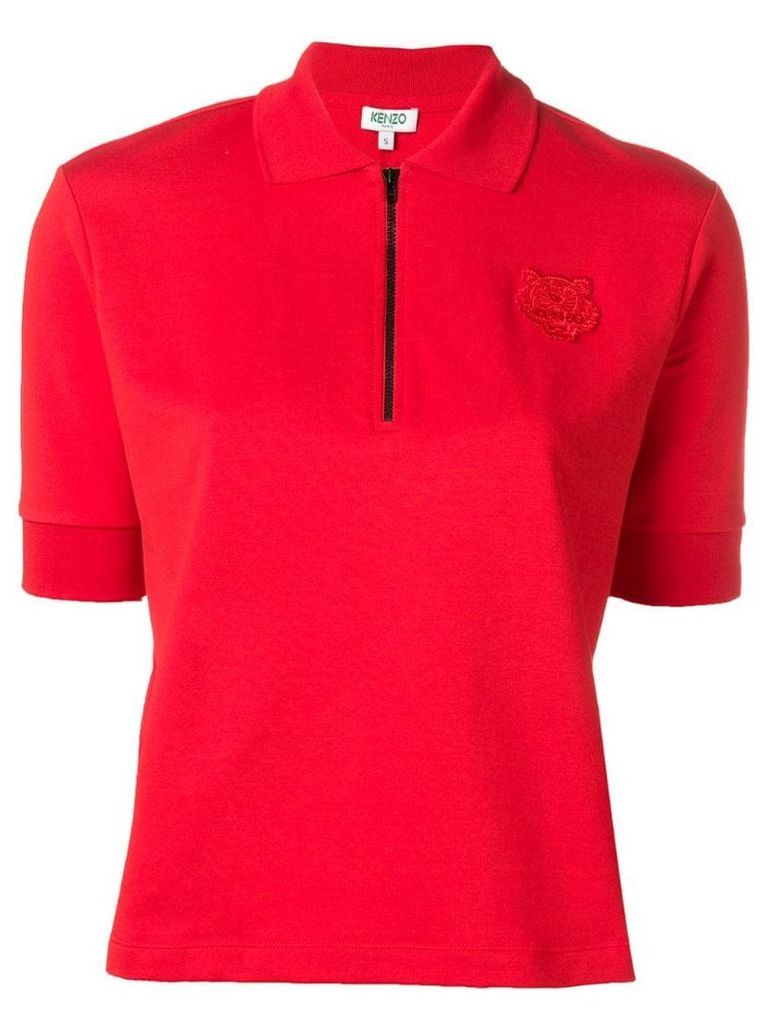 Kenzo tiger-patch polo shirt - Red