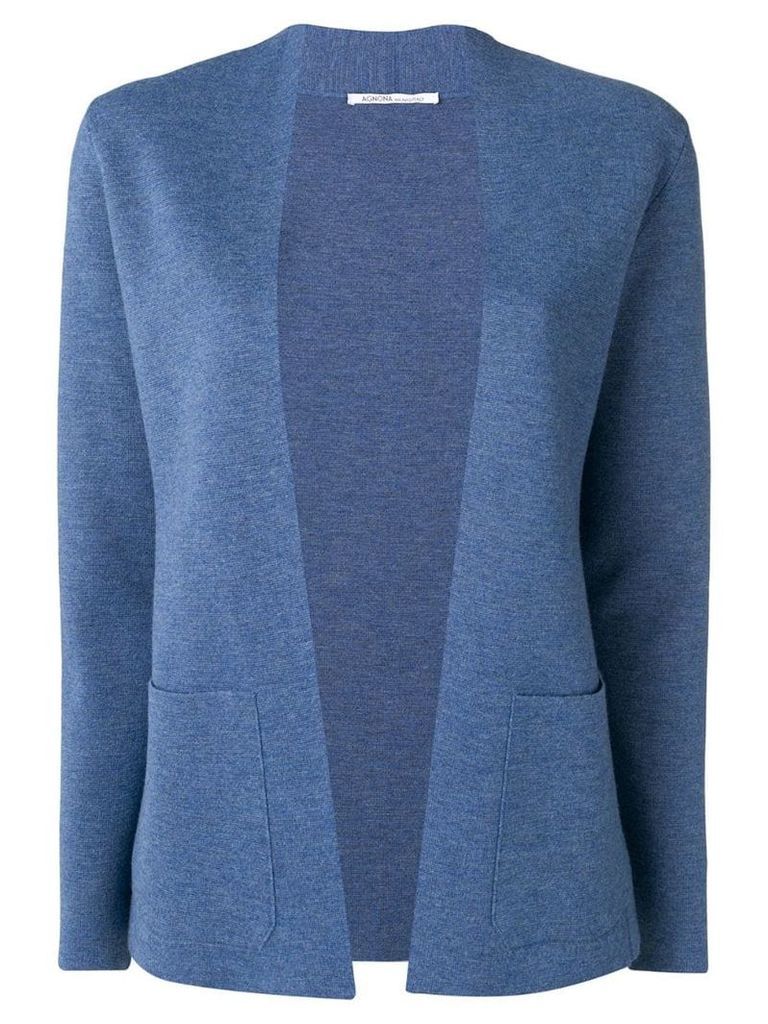 Agnona collarless knitted blazer - Blue