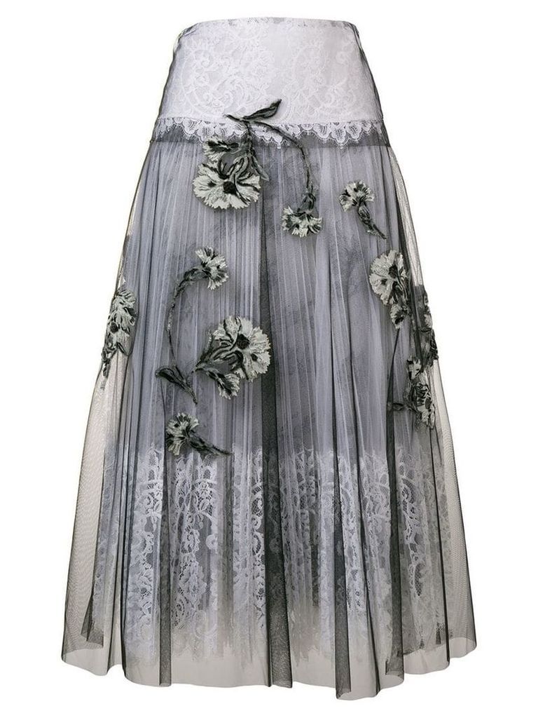 Ermanno Scervino floral tulle skirt - Grey