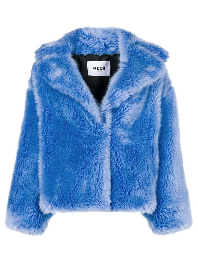 MSGM faux fur coat - Blue