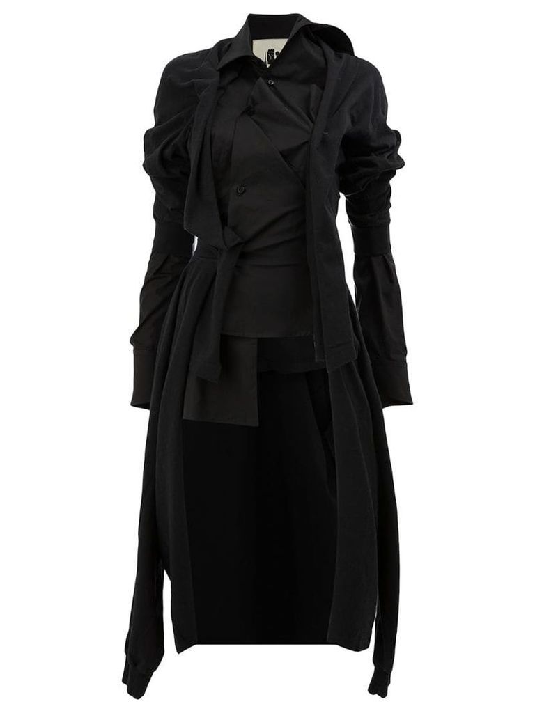 Aganovich asymmetric button coat - Black