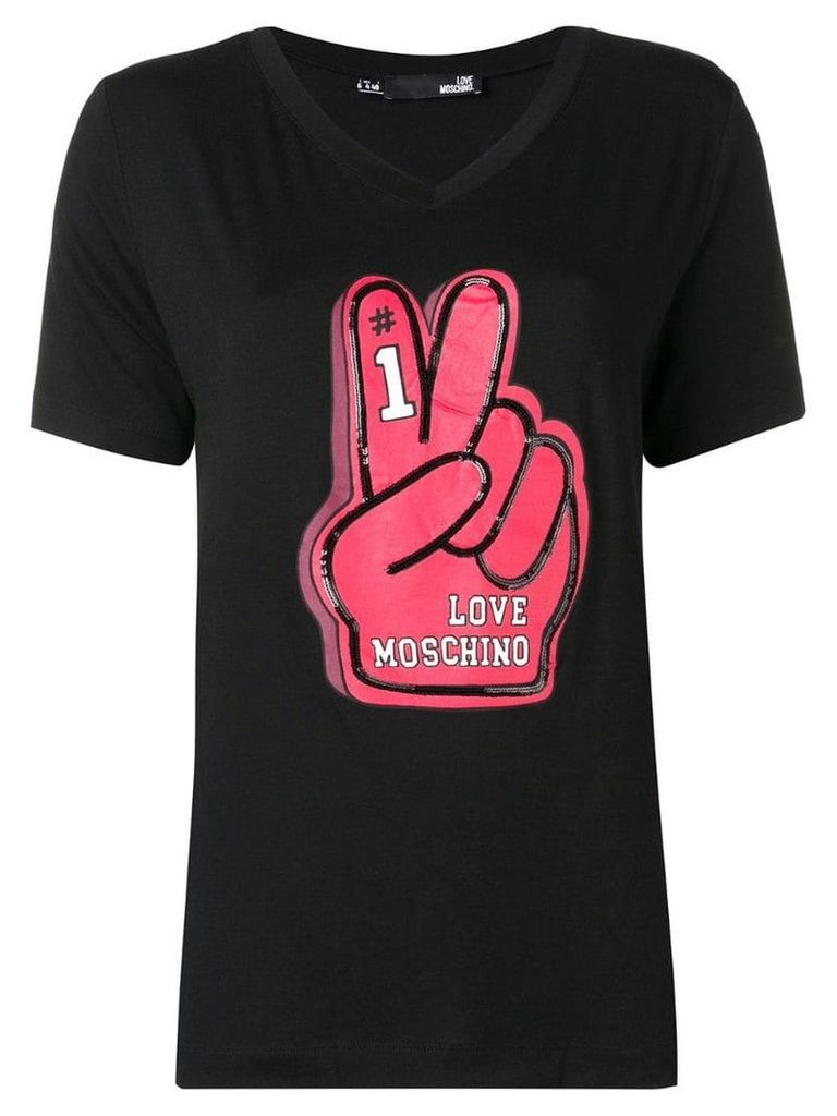 Love Moschino logo print T-shirt - Black