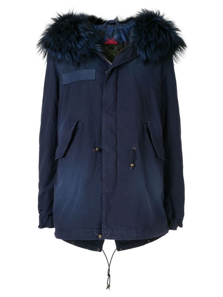 Mr & Mrs Italy fur-trim hooded parka coat - Blue