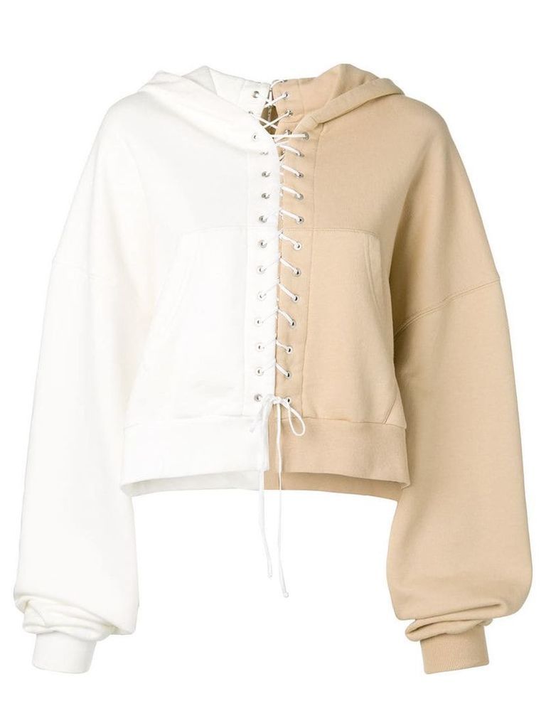 Unravel Project lace-up hoodie - Neutrals