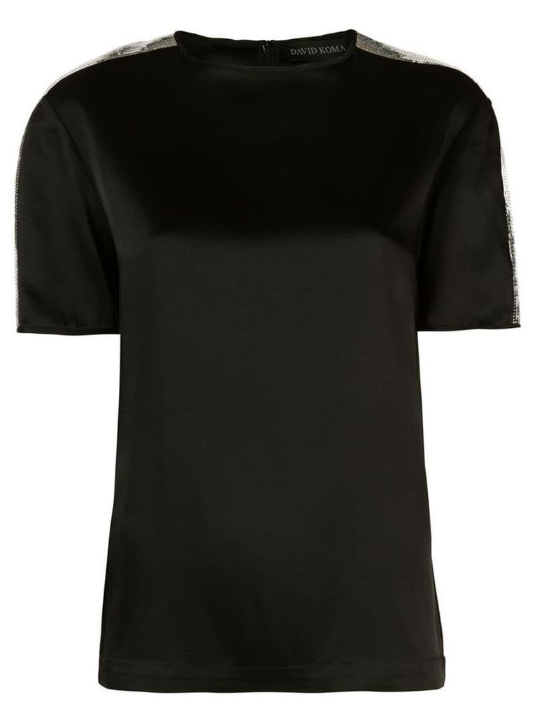David Koma sequin shoulder T-shirt - Black