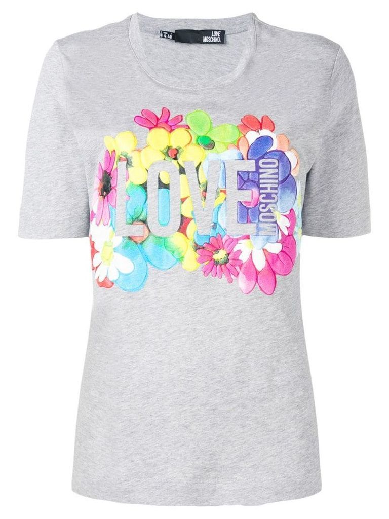 Love Moschino floral logo T-shirt - Grey