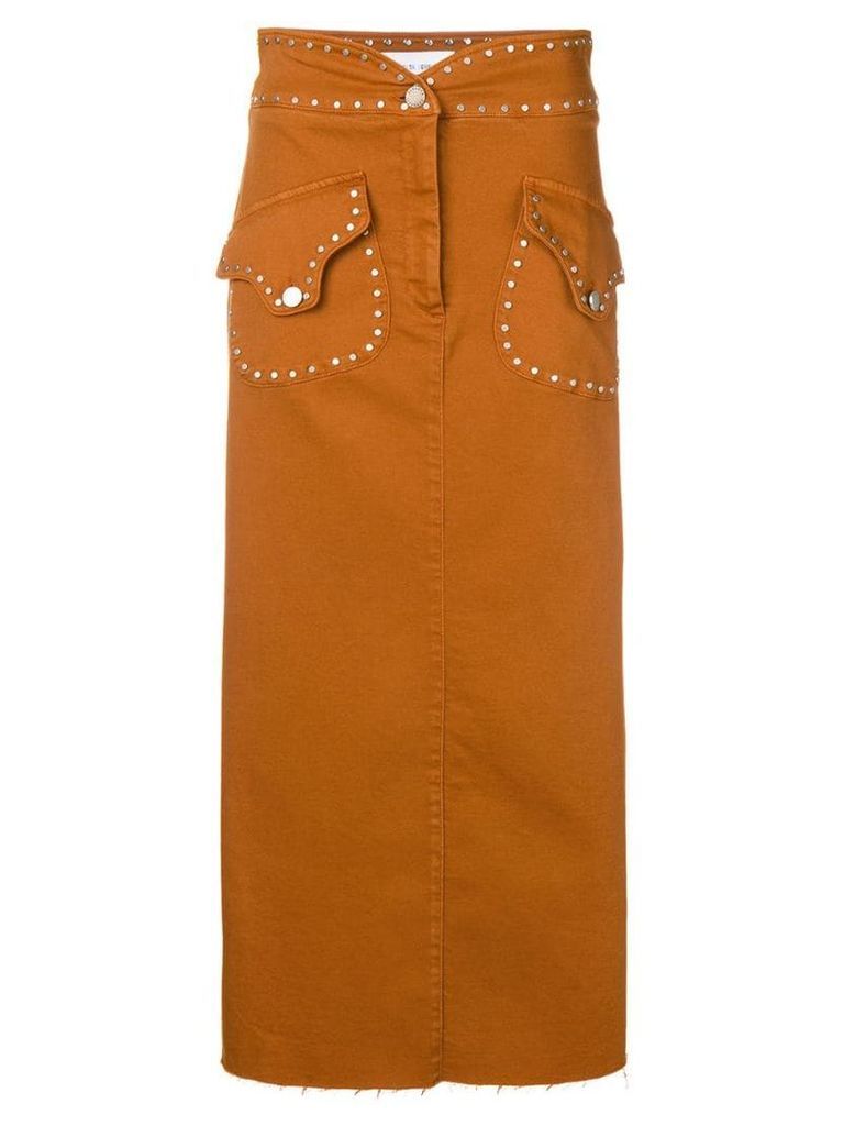 Alberta Ferretti studded high rise skirt - Brown
