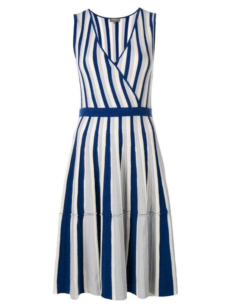N.Peal striped wrap front dress - Blue