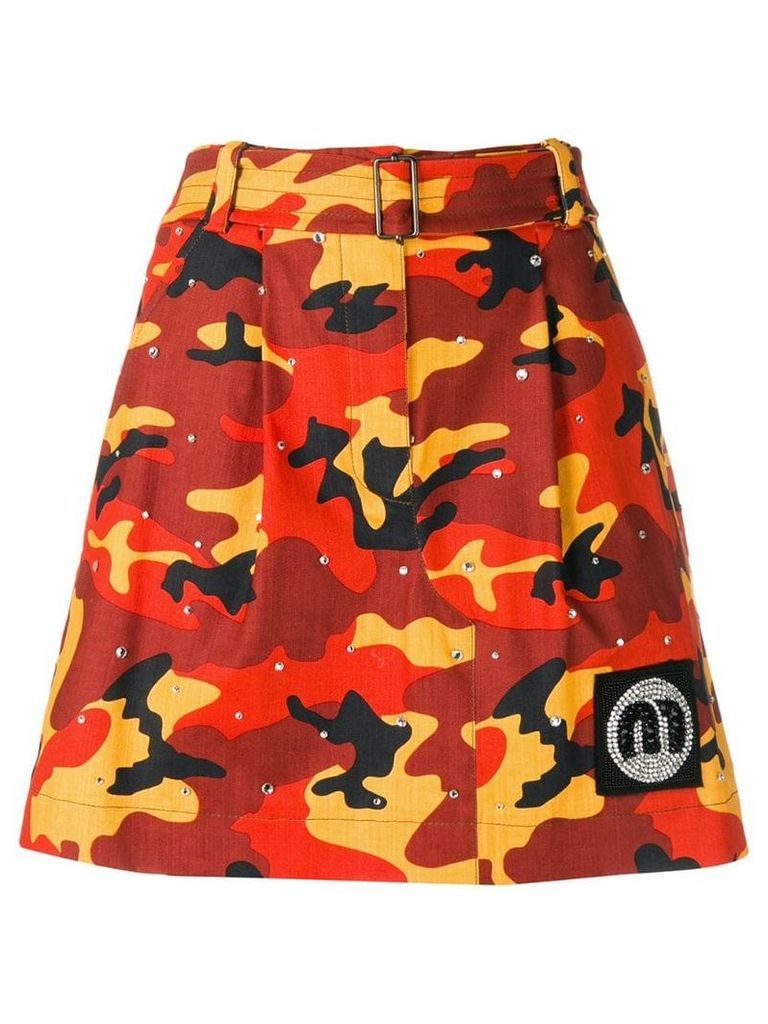 Miu Miu camouflage a-line skirt - Orange