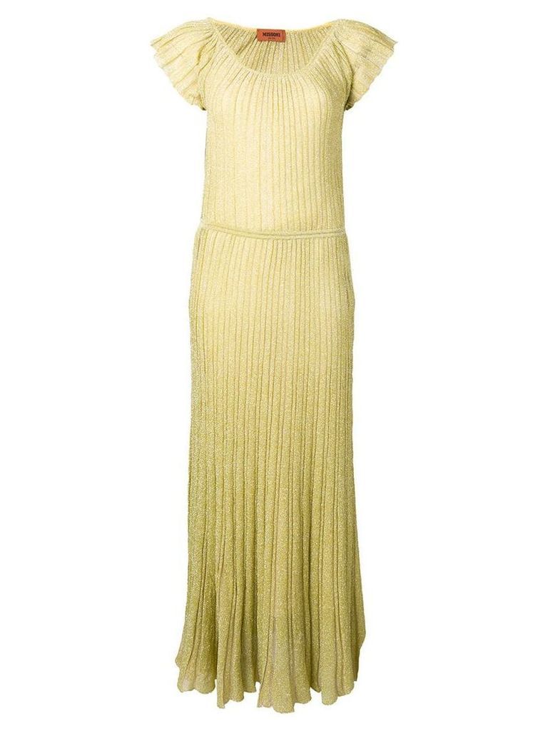 Missoni short-sleeve pleated midi dress - Yellow