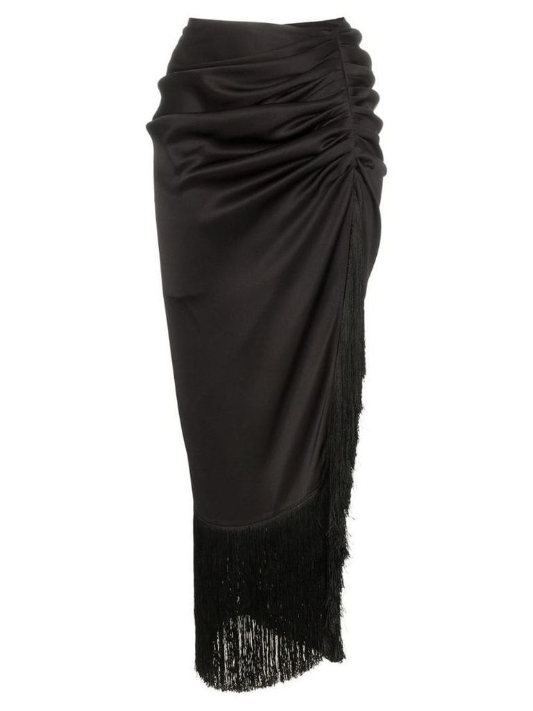 Magda Butrym alba fringed silk skirt - Black