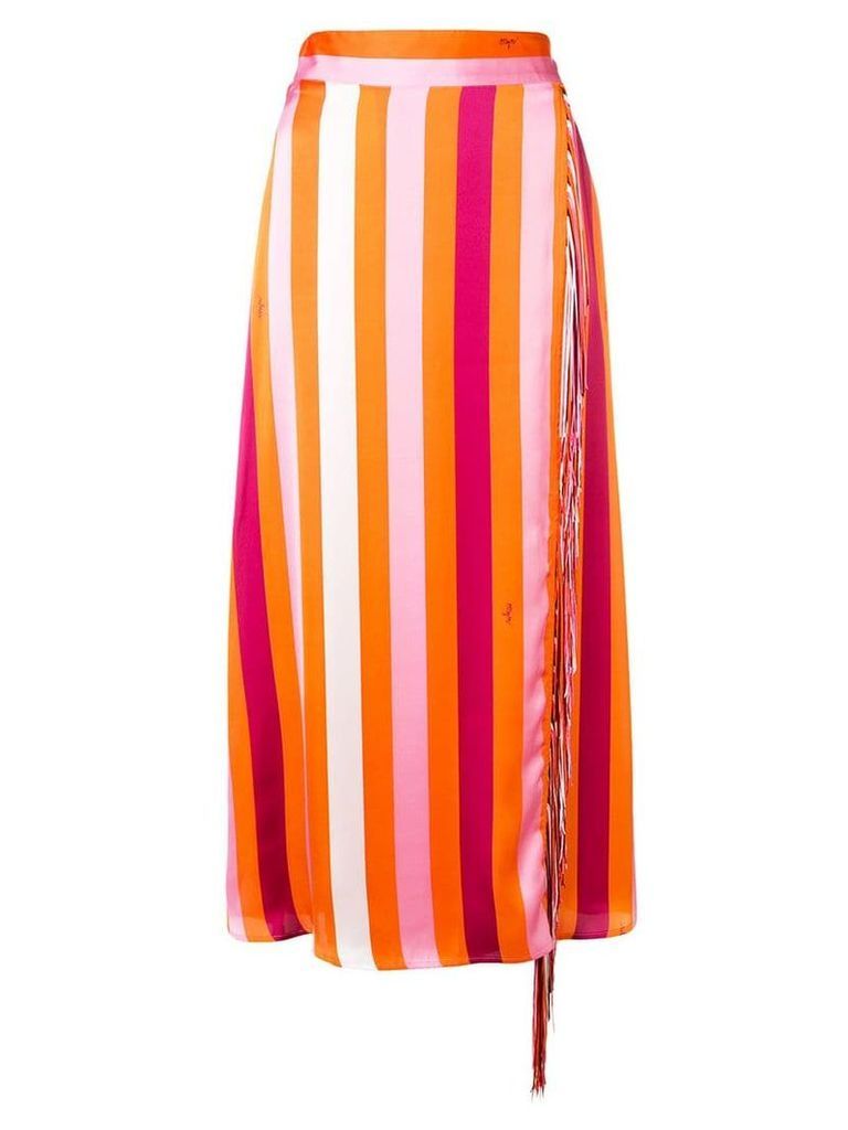 MSGM fringed striped skirt - Orange