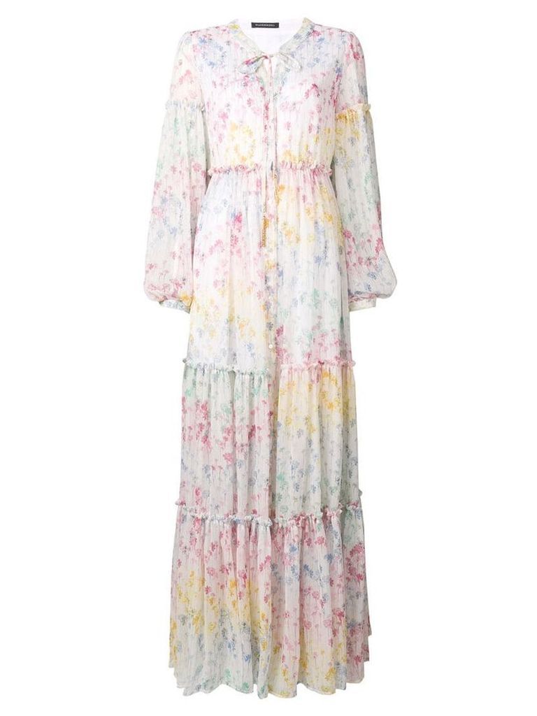 Wandering long floral dress - White