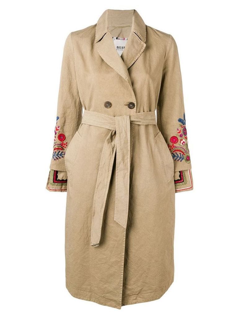 Bazar Deluxe embroidered trench coat - Neutrals