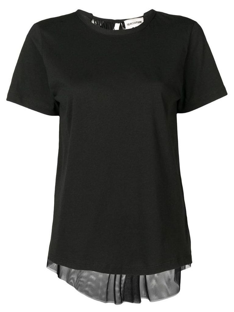 Semicouture plated net back T-shirt - Black