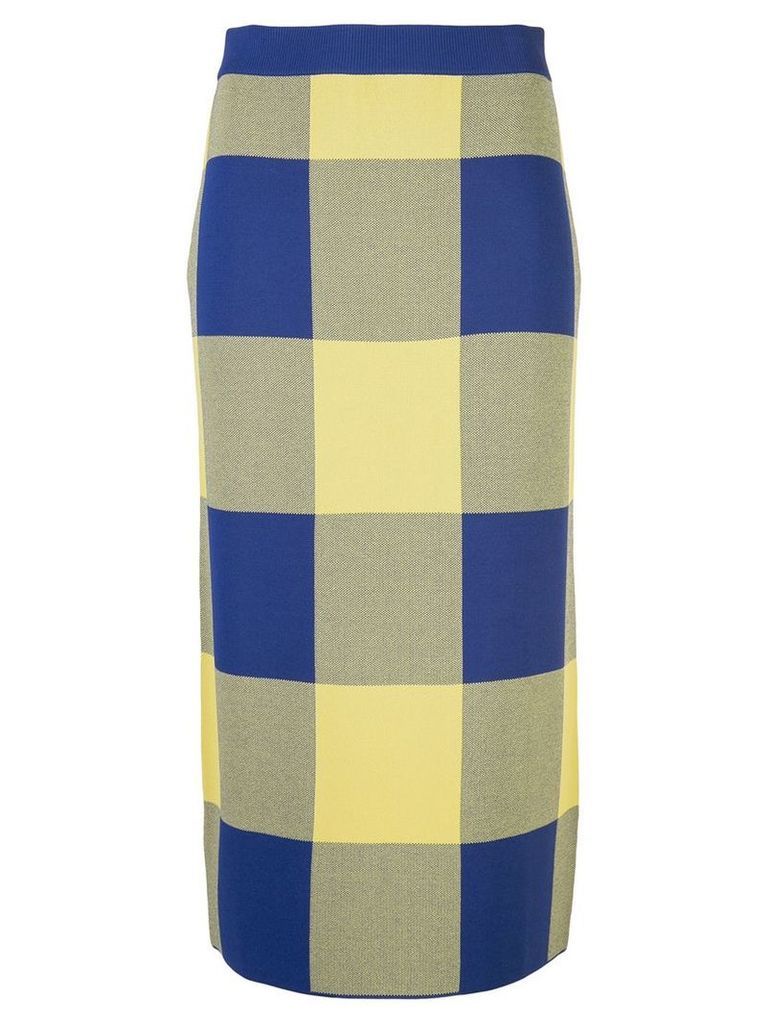 Derek Lam Gingham Jacquard Knit Pencil Skirt - Blue