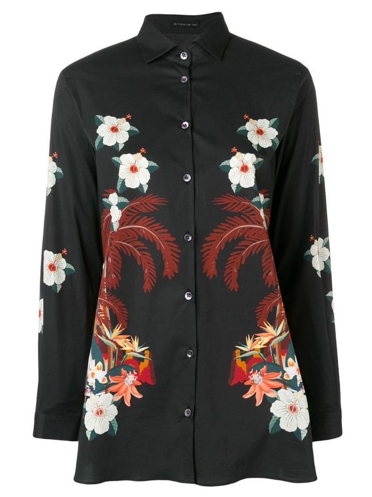 Etro floral print stretch-poplin shirt - Black