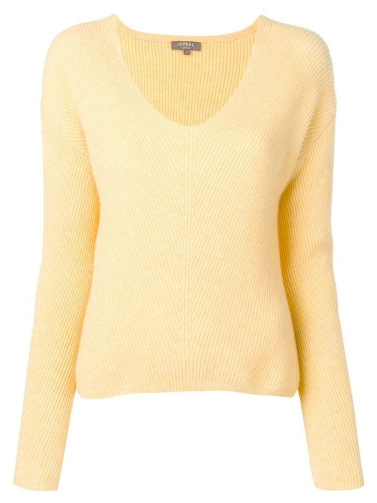 N.Peal ribbed v-neck jumper - Yellow