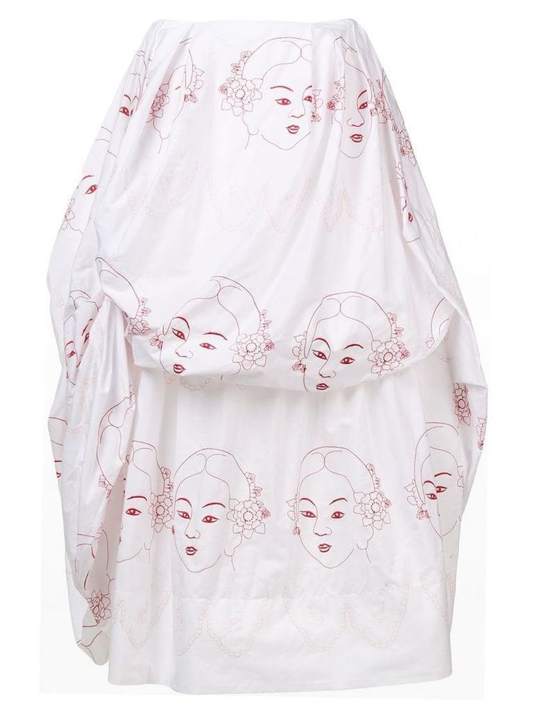 Simone Rocha Lady embroidered ruched skirt - White