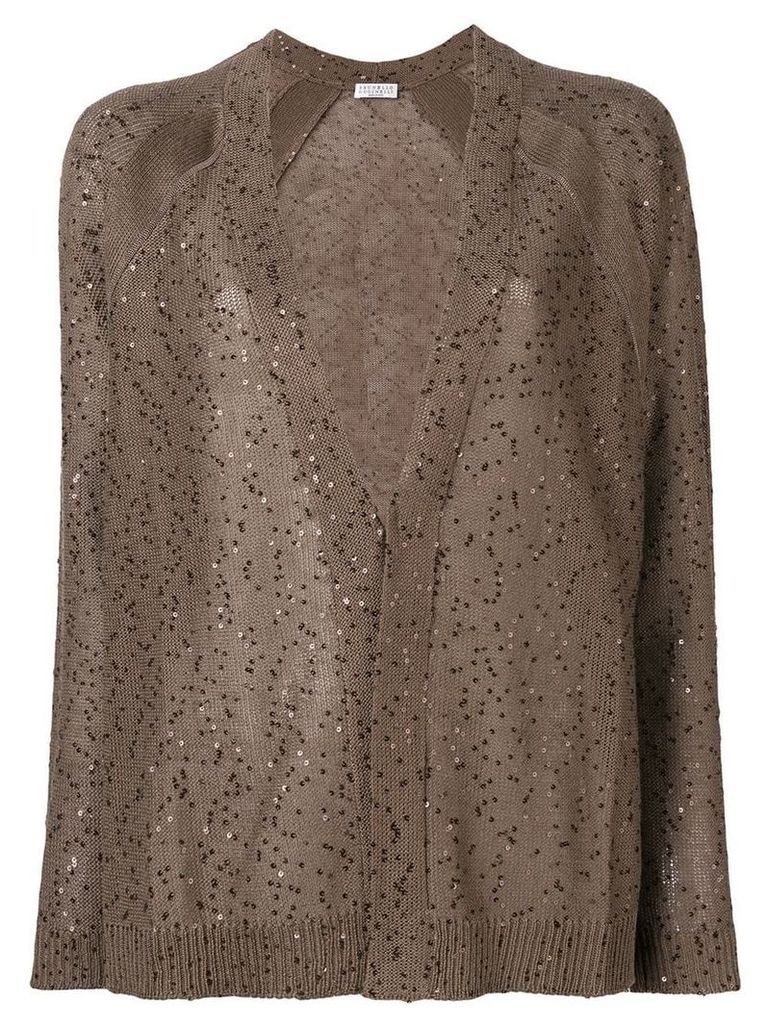 Brunello Cucinelli sheer cardigan with sequins - Brown
