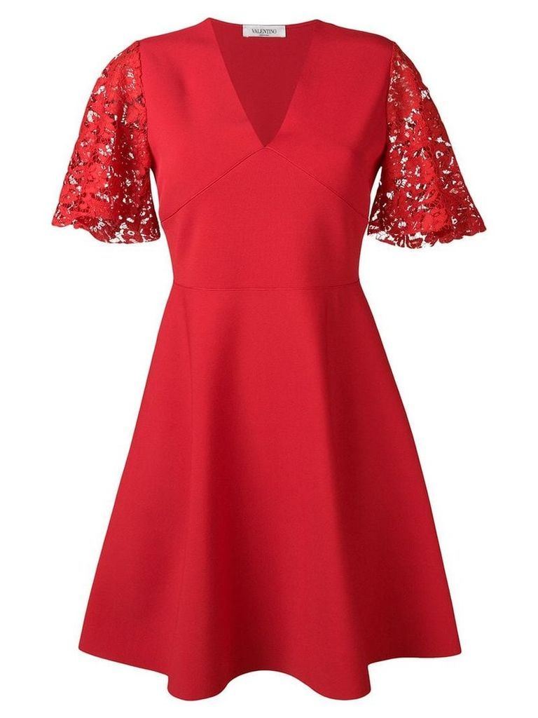 Valentino lace sleeve dress - Red