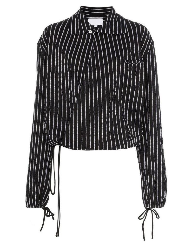 Telfar drawstring-hem striped cotton shirt - Black