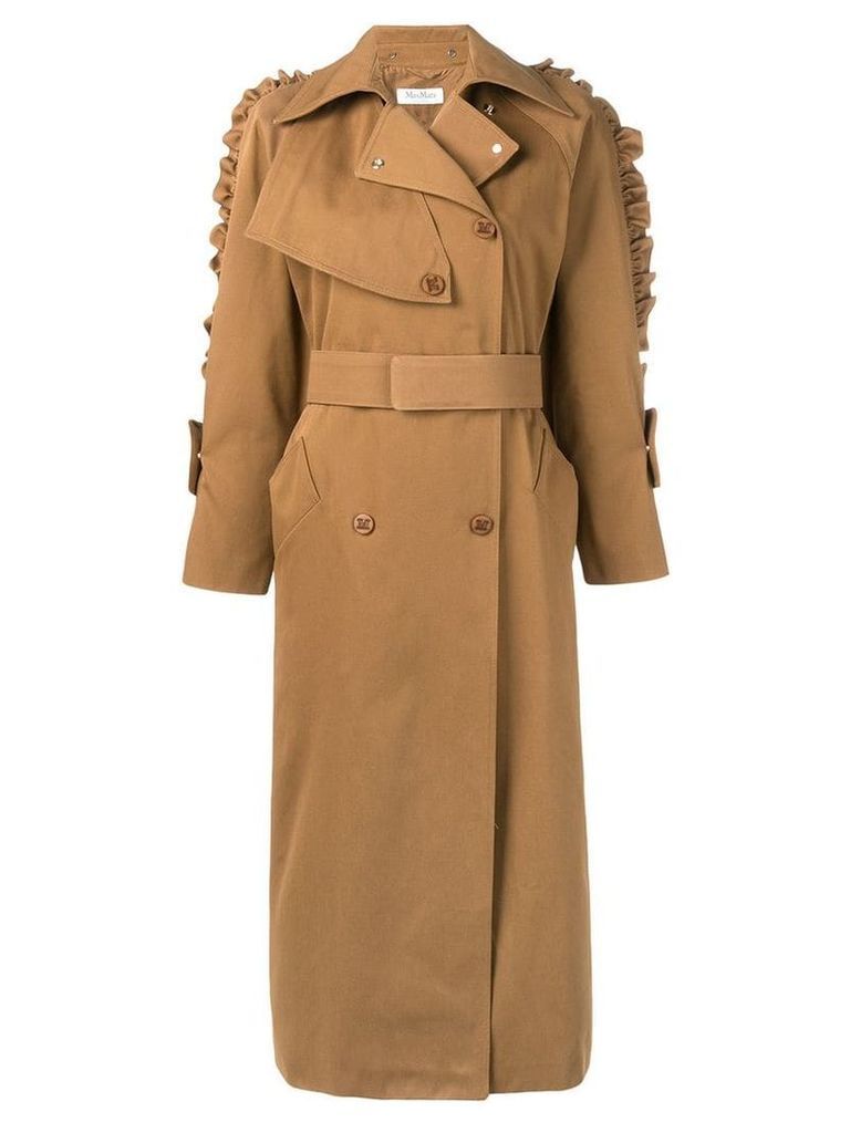 Max Mara ruffle sleeve trench coat - Brown