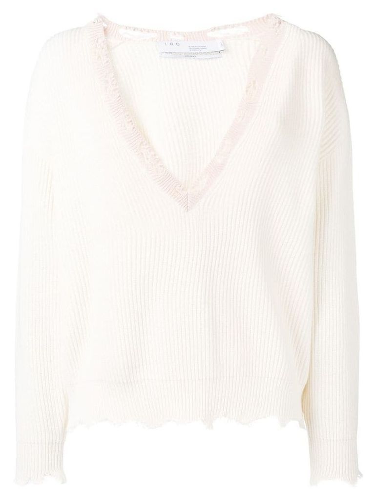 Iro oversized frayed knitted jumper - White
