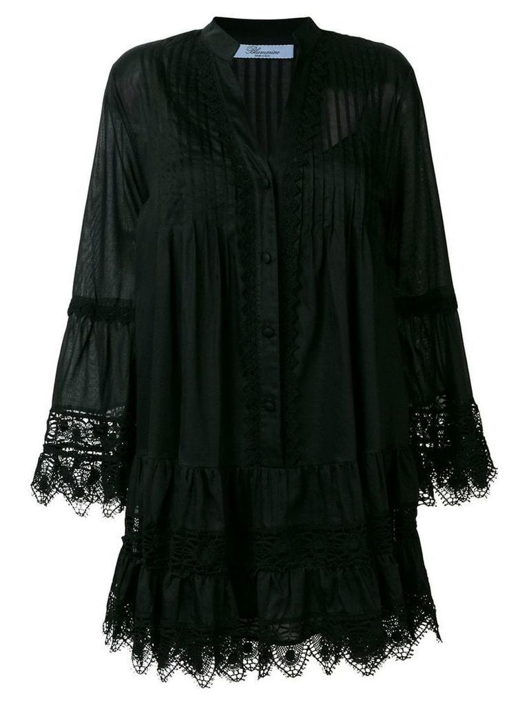 Blumarine lace trim shirt dress - Black