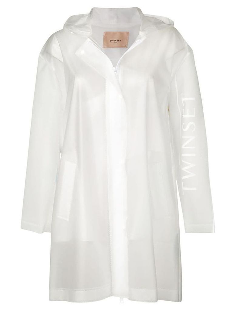Twin-Set concealed zip coat - White