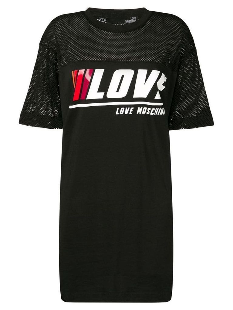 Love Moschino mesh insert T-shirt dress - Black