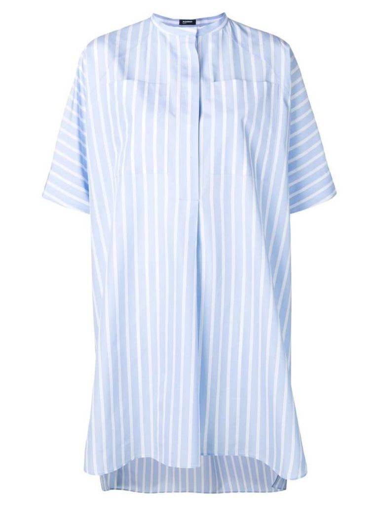 Jil Sander Navy striped collarless shirt dress - Blue