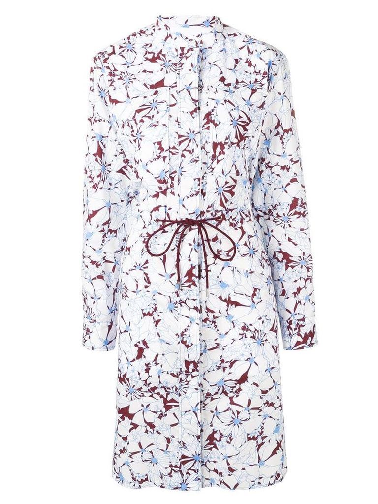 Cédric Charlier floral print shirt dress - White