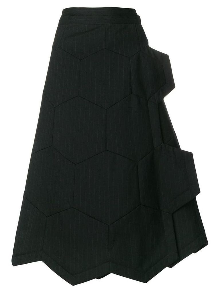 Comme Des Garçons honeycomb pinstripe A-line skirt - Black