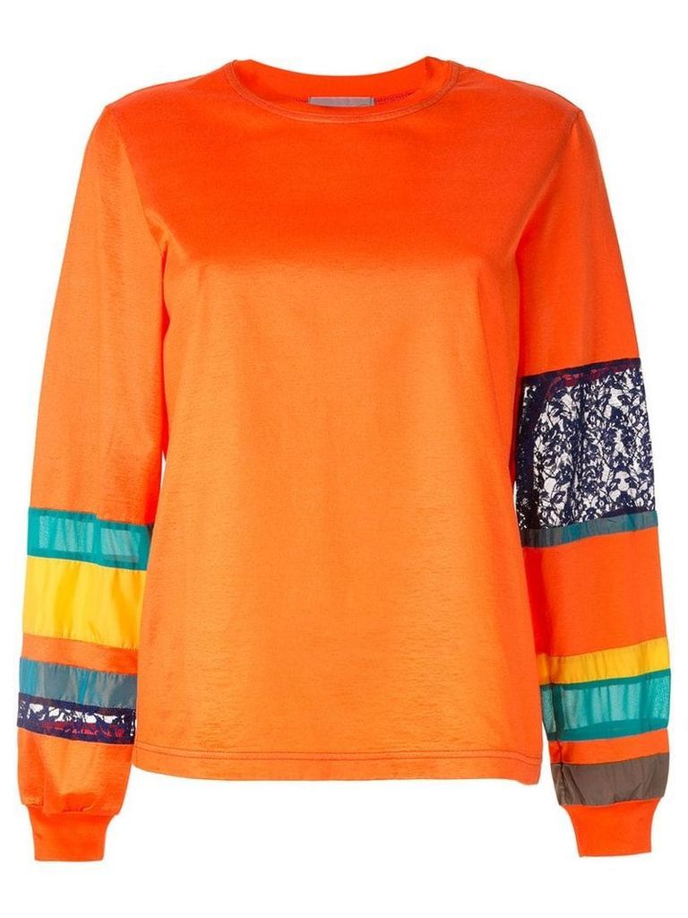 Kolor striped sleeve sweatshirt - Orange