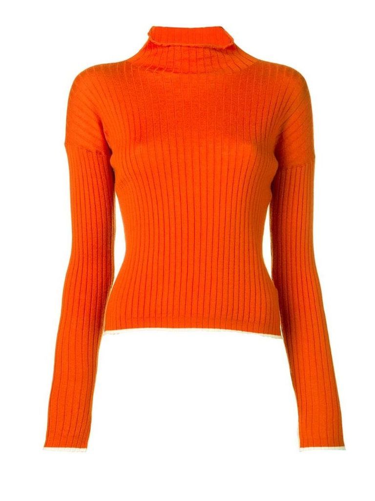 N.Peal Superfine Ribbed Cropped Sweater - Orange