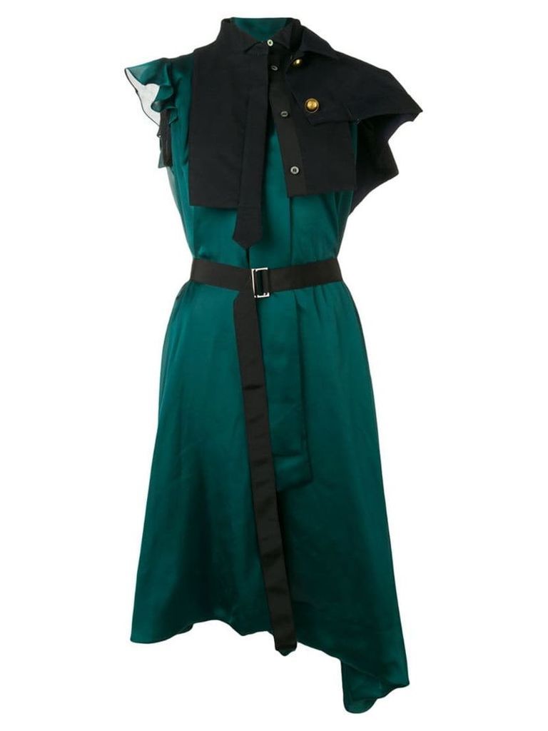 Sacai asymmetric drape skirt - Green
