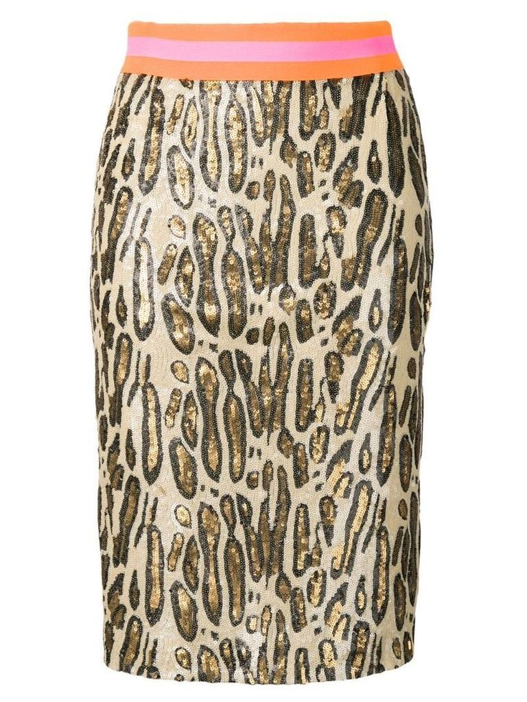 Bazar Deluxe sequin leopard print skirt - Neutrals