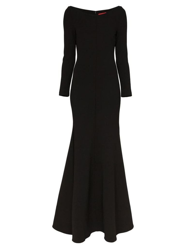 Solace London Perrine long-sleeved flared maxi dress - Black