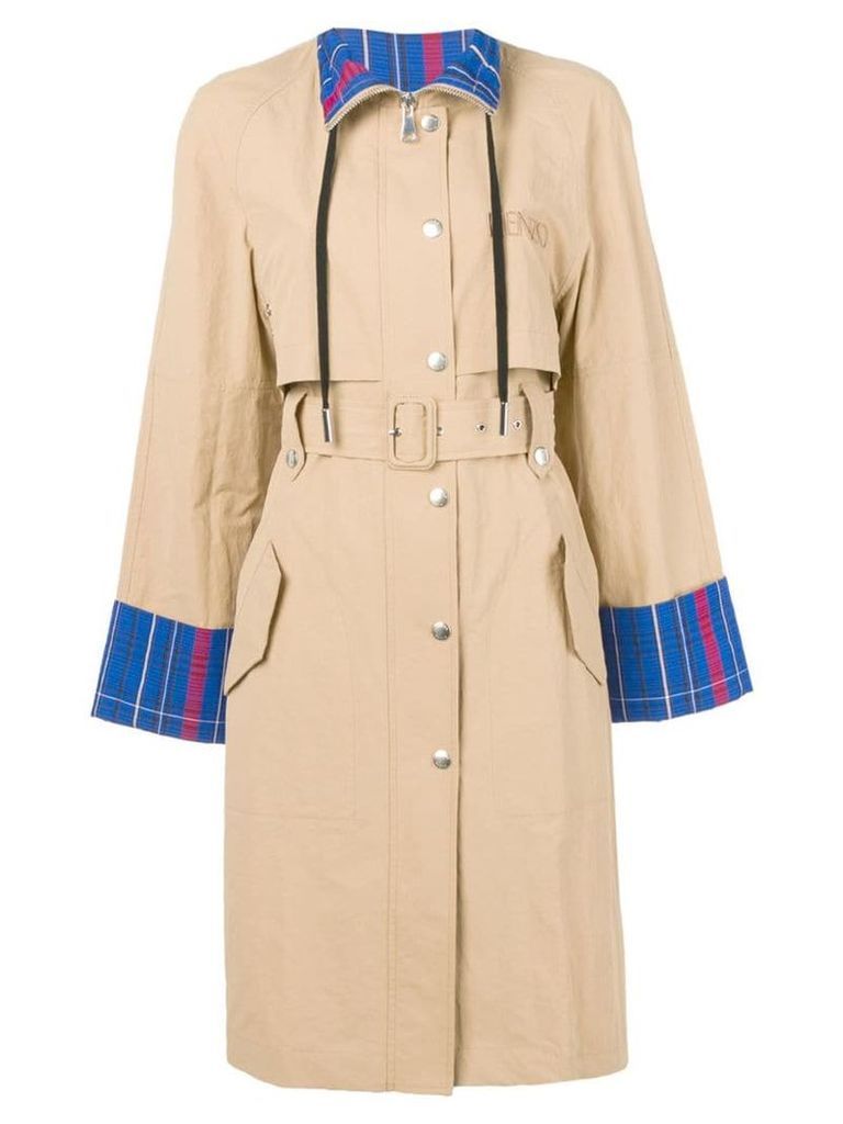 Kenzo tartan pattern trench coat - Neutrals