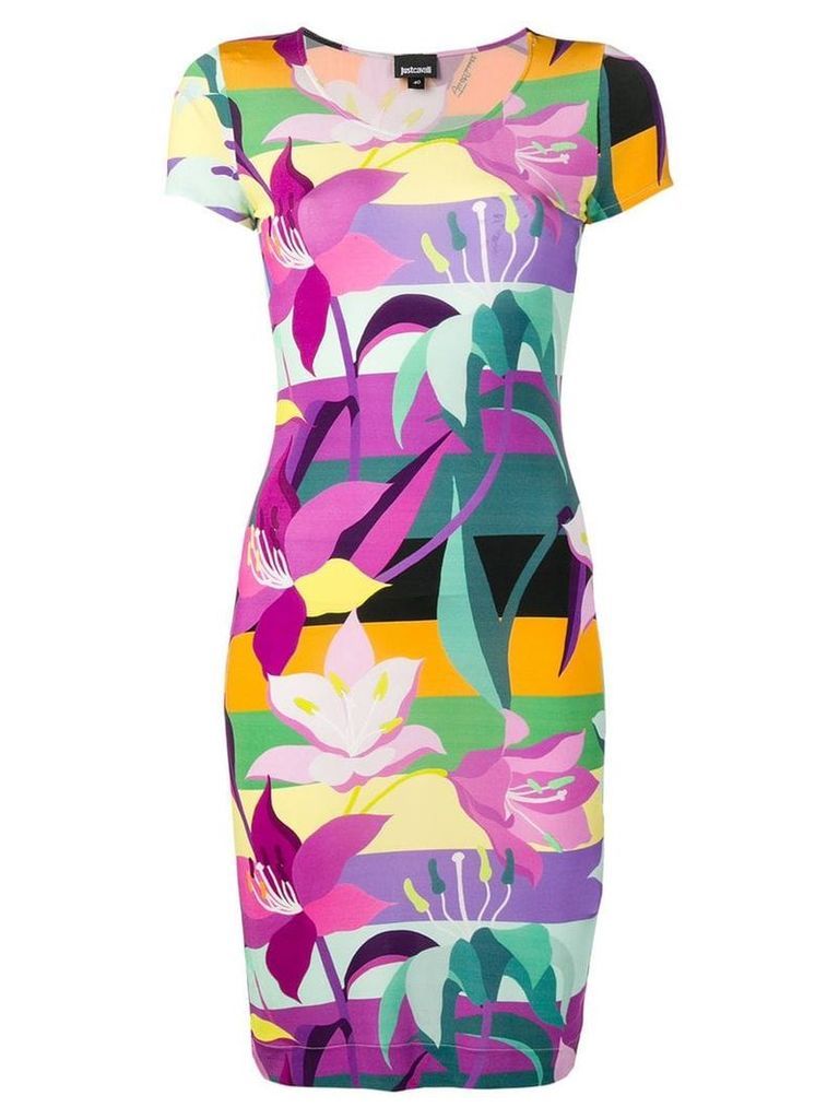 Just Cavalli floral print T-shirt dress - Purple