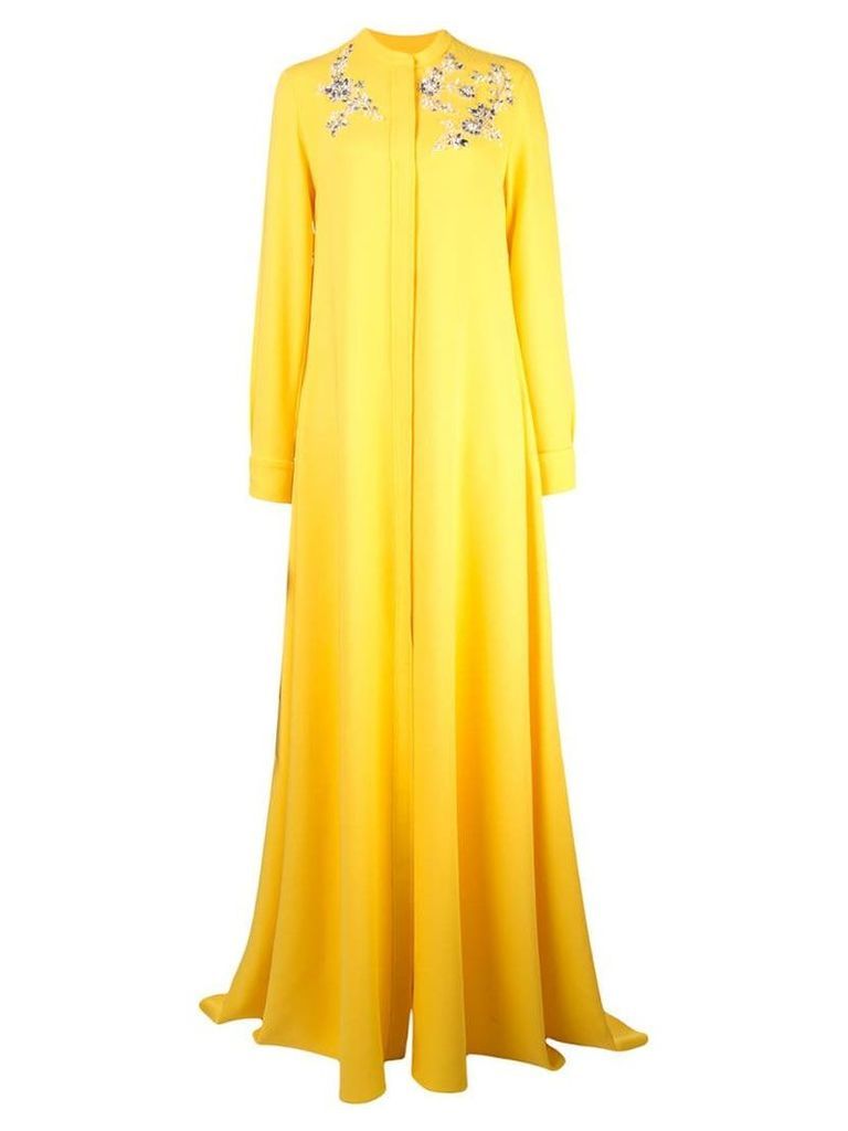 Carolina Herrera floral embellished shirt dress - Yellow