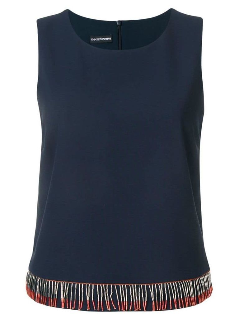 Emporio Armani beaded detailed vest top - Blue