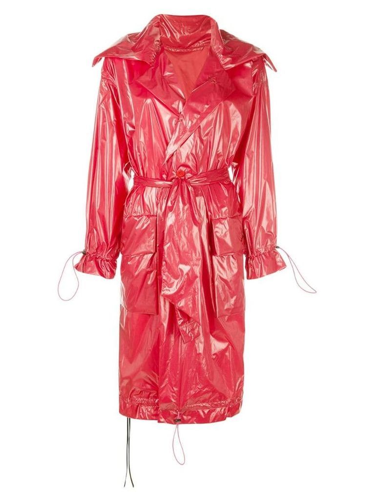 Unravel Project shiny oversized trench coat - Red