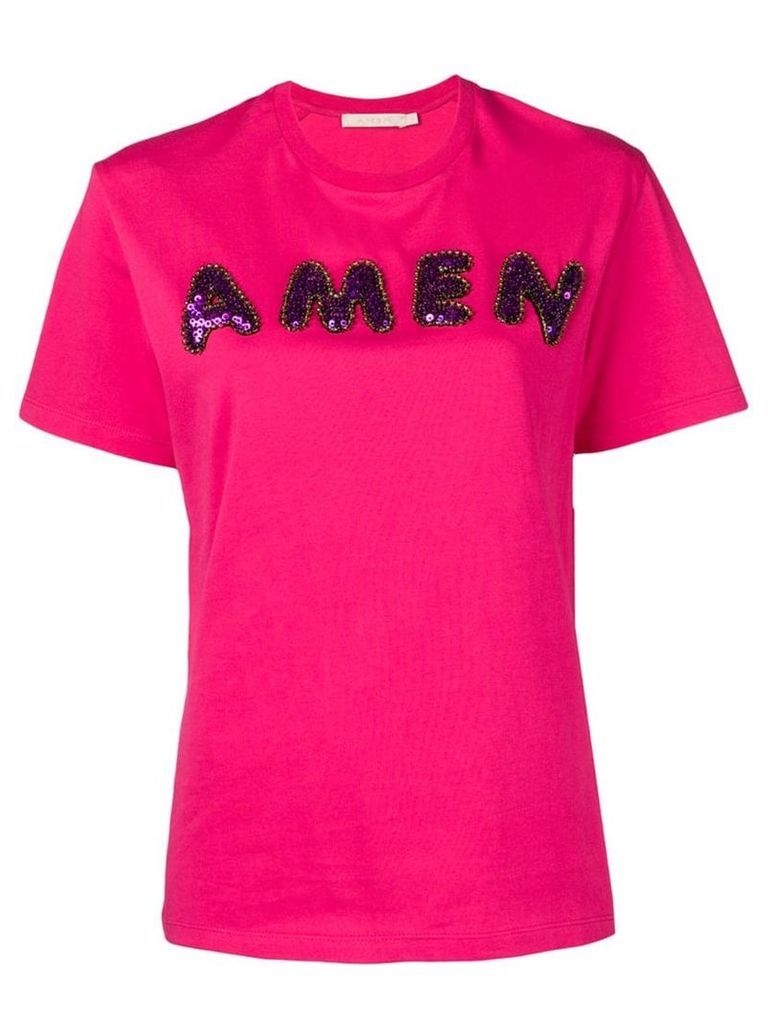 Amen sequin logo T-shirt - Pink