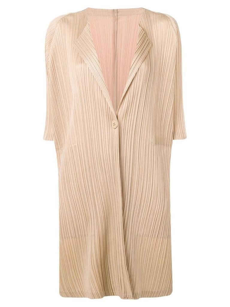Pleats Please By Issey Miyake pleated cardi-coat - Neutrals