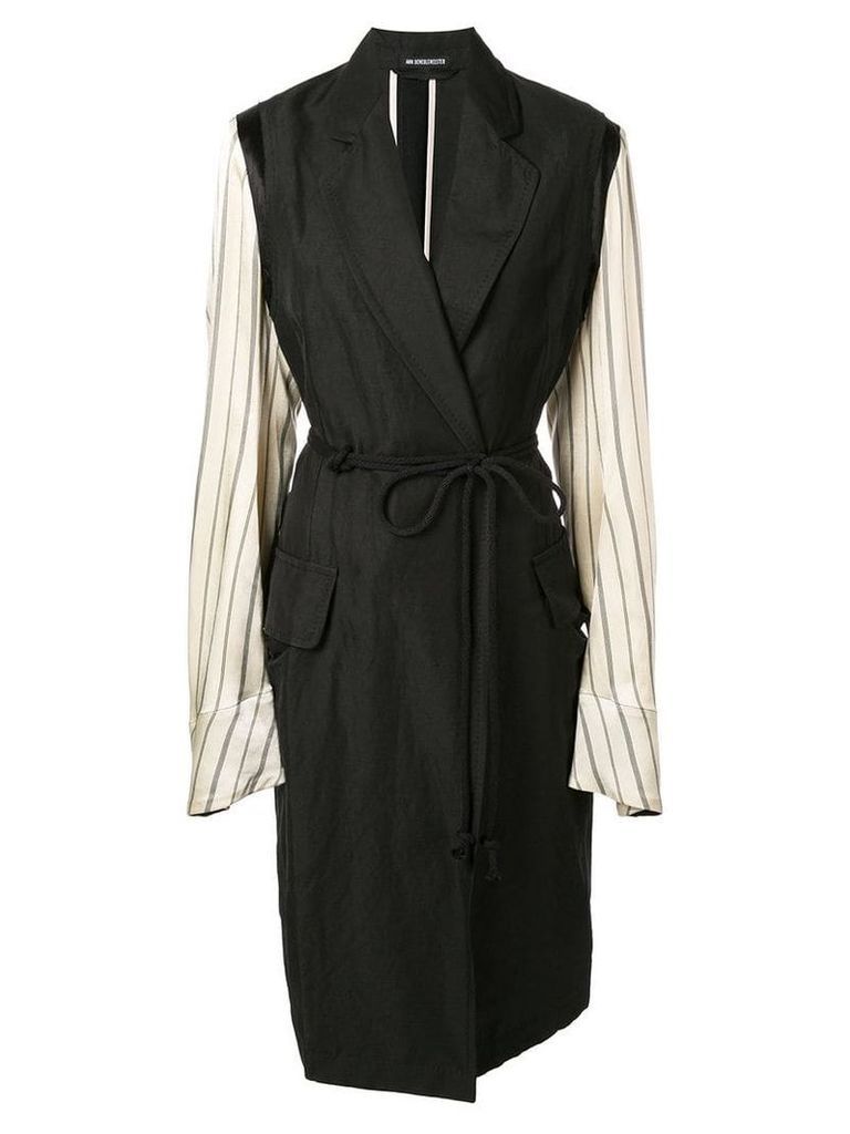 Ann Demeulemeester layered wrap shirt dress - Black