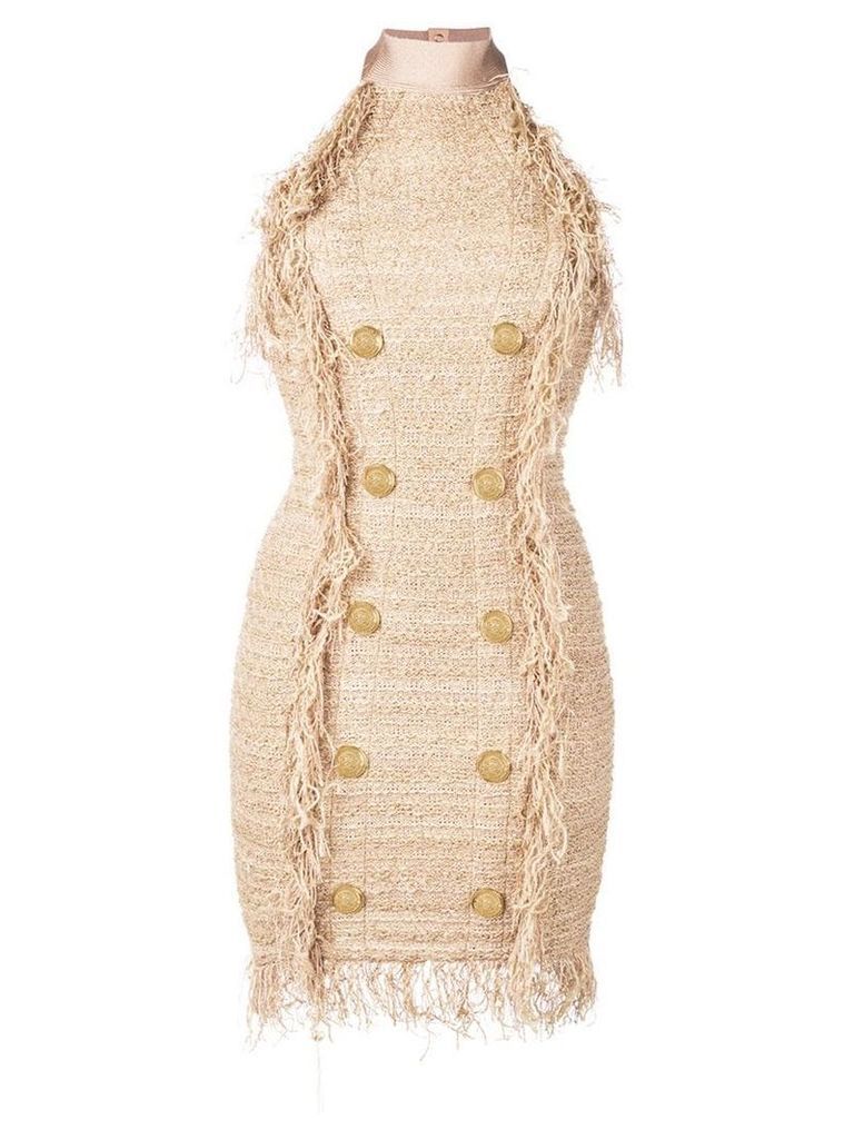 Balmain tweed mini dress - Gold